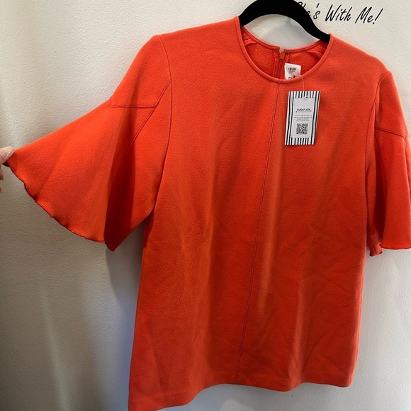 Victoria Victoria Beckham Flounce Hem Sleeve Top coral size 4 - Picture 6 of 8